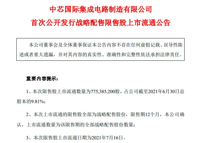 中芯国际迎400亿元解禁 科创板将现“黄金坑”？