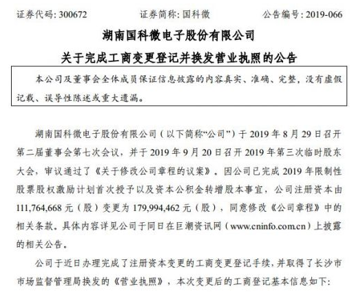 北斗定位导航芯片厂商国科微变更了注册资本信息