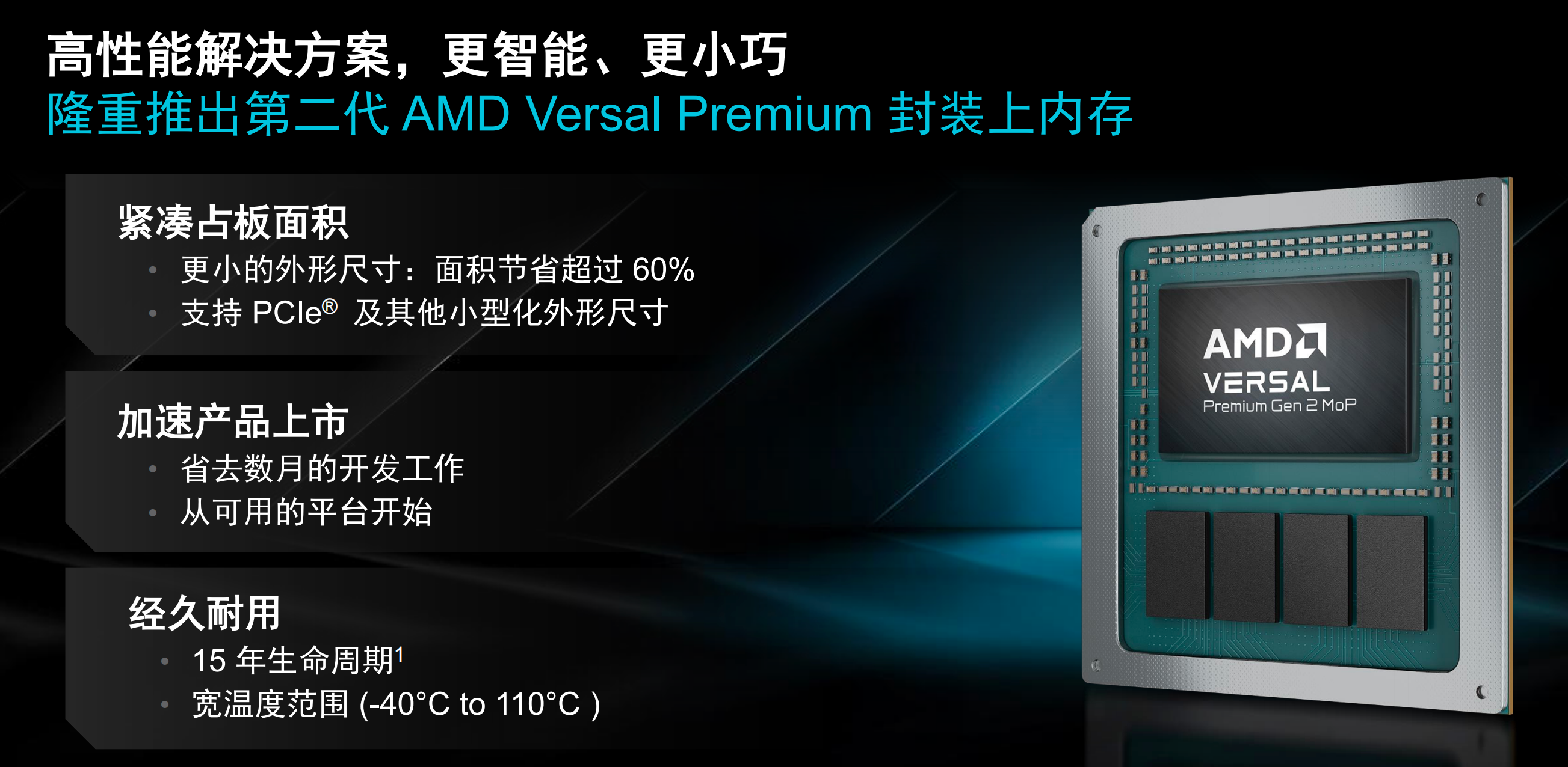 AMD推出新款自适应芯片，集成内存破解空间难题