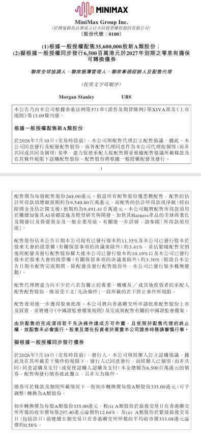 MINIMAX配股又发债，一口气拟募资超160亿港元