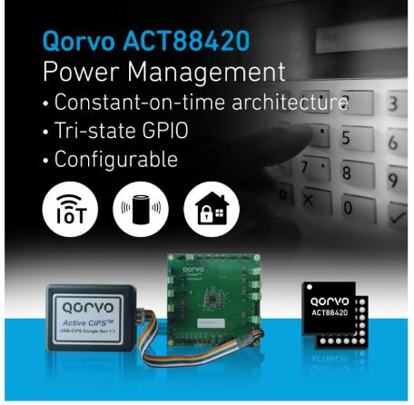 Qorvo® 全新推出高度可配置的紧凑型 PMIC，为物联网和空间受限应用提供服务