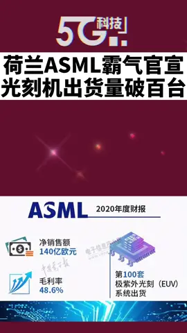 光刻机 荷兰ASML霸气官宣！光刻机出货量破百台