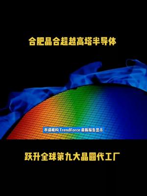 合肥晶合超越高塔半导体，跃升全球第九大晶圆代工厂 芯片 半导体 科技 晶圆代工 资讯