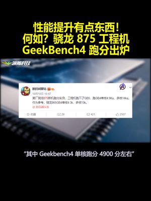 骁龙875工程机跑分出炉：性能提升有点东西！
